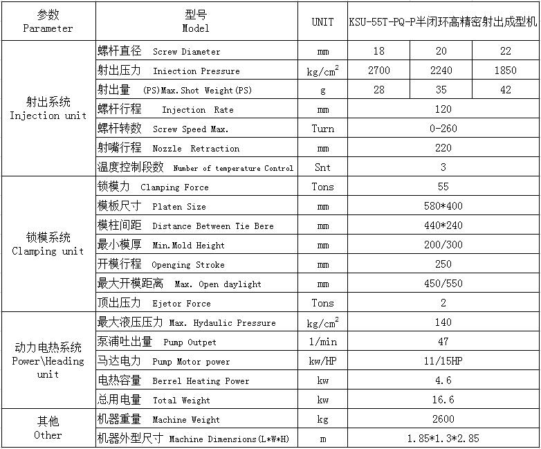 連接器專用注塑機(jī) KSU-55T-PQ-P 半閉環(huán)高精密射出成型注塑機(jī)